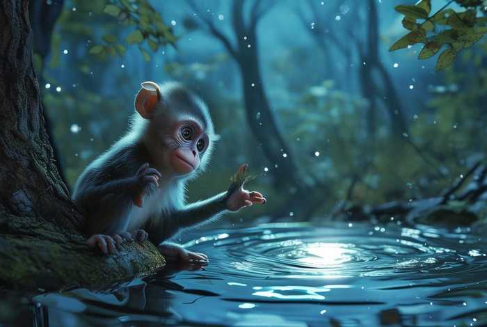 儿童睡前故事猴子捞月，幼儿睡前故事猴子捞月