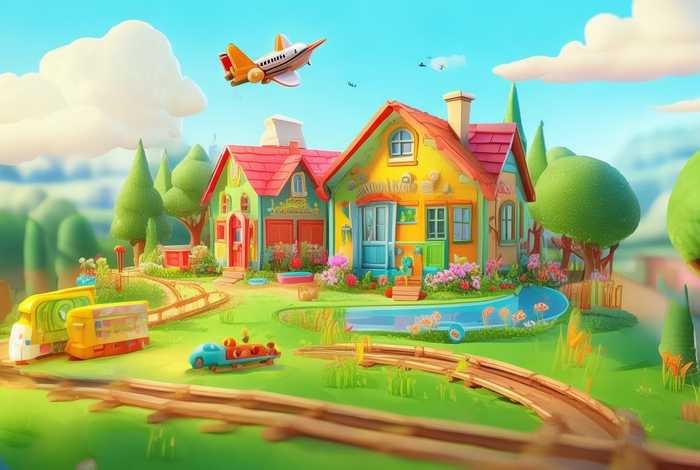 儿童画我的家；儿童画我的家乡要有飞机火车