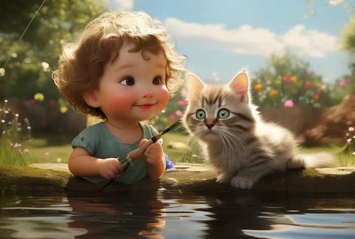 儿童故事小猫钓鱼的故事 - 小猫钓鱼的故事幼儿故事 儿童故事小猫钓鱼的故事 - 小猫钓鱼的故事幼儿故事