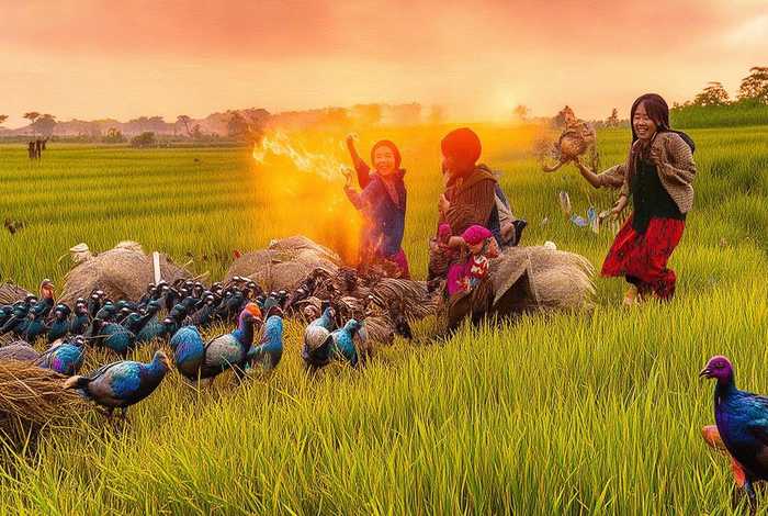 儿童故事稻田里的火 - 稻田里的火鸡 儿歌