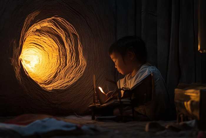 儿童故事《凿壁偷光》，凿壁偷光简易故事