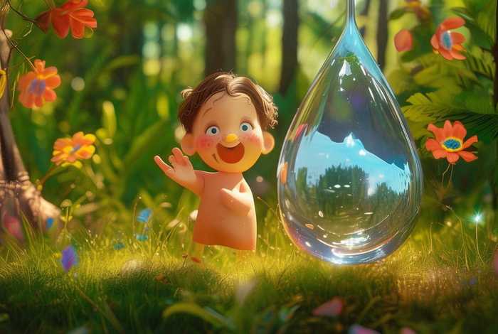 儿童儿童故事的水银；水银和水的故事