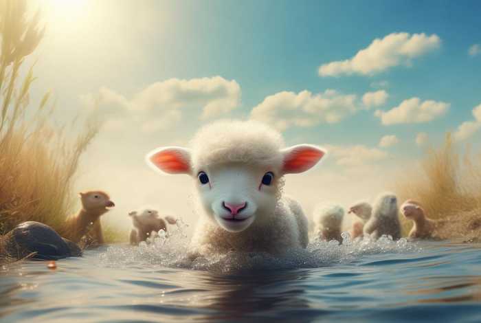 儿童绘本故事绘画小羊过河 小羊过河幼儿故事表演绘本