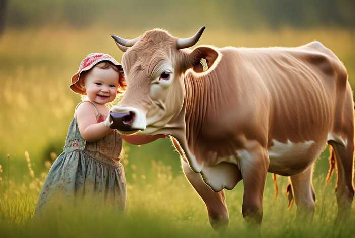 儿童养牛、养牛的孩子