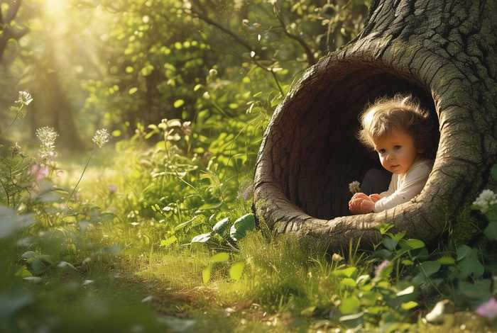 儿童版故事书树洞,树洞儿童插画 儿童版故事书树洞,树洞儿童插画