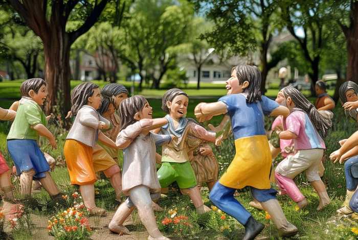 儿童民间游戏、儿童民间游戏雕像图片