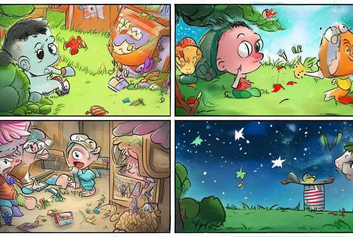 儿童故事四格漫画 - 简单四格漫画小故事有教育意义