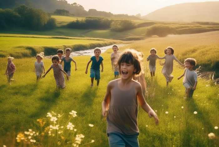 儿童的乡村生活无忧；乡村儿童的生活无忧无虑