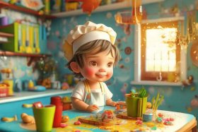 儿童厨师画图片大全 - 幼儿画厨师图片