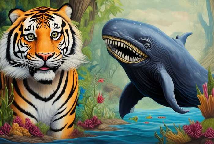 儿童画虎 - 儿童画虎鲸