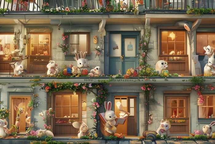 儿童故事兔子公寓绘本；兔子公寓绘本语言领域