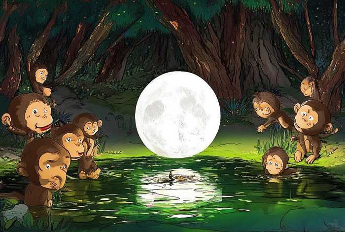 儿童故事 猴子捞月亮 - 猴子捞月亮的故事幼儿