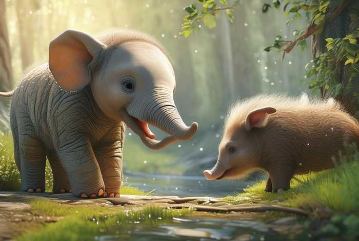 儿童故事野猪小象、小野猪的故事