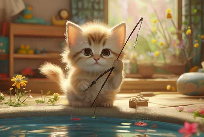 儿童睡前故事小猫钓鱼 幼儿故事在线听睡前小猫钓鱼