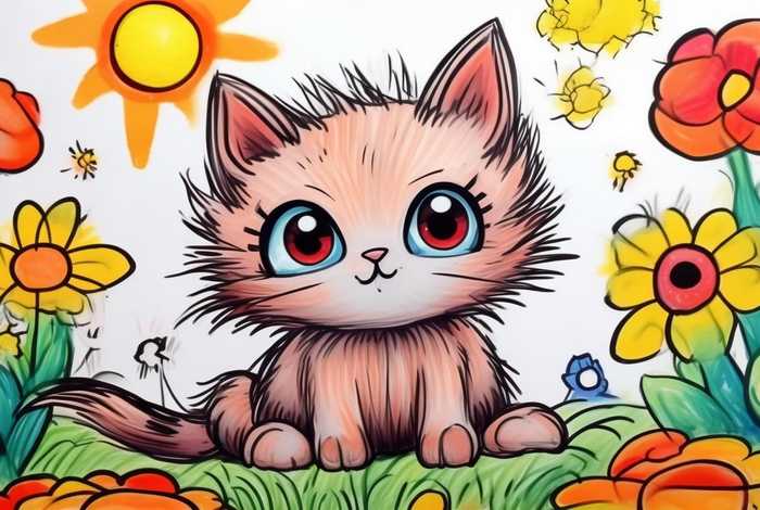 儿童儿童画、儿童儿童画法怎么画 小猫好看