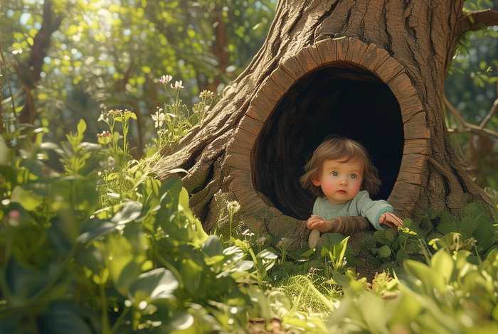 儿童版故事书树洞,树洞儿童插画 儿童版故事书树洞,树洞儿童插画