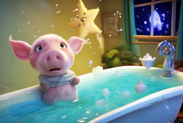 儿童故事不爱洗澡的小星星，幼儿绘本故事不爱洗澡的小猪