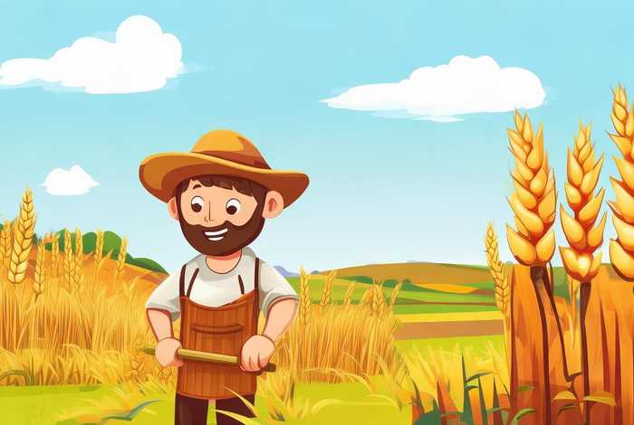 儿童故事农民伯伯收小麦 农民伯伯收麦子儿童简笔画