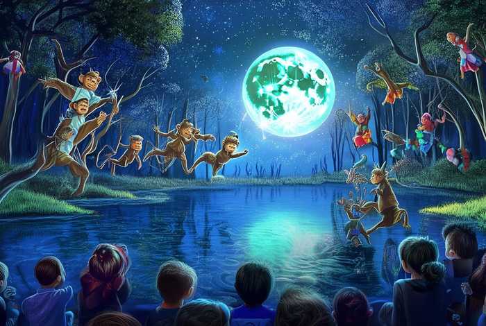 儿童故事猴子捞月表演，幼儿故事表演猴子捞月