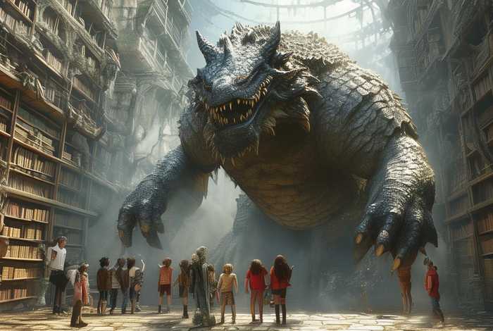 儿童故事书本里的大怪物 - 书本里面的故事