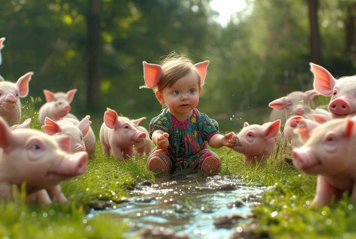 儿童故事的图片带有猪、儿童故事的图片