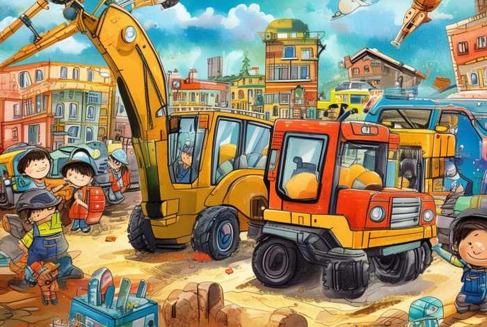 儿童工程车绘本故事、工程车的绘本故事