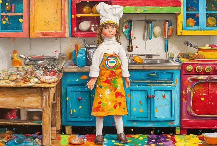 儿童厨师的画 - 幼儿绘画厨师