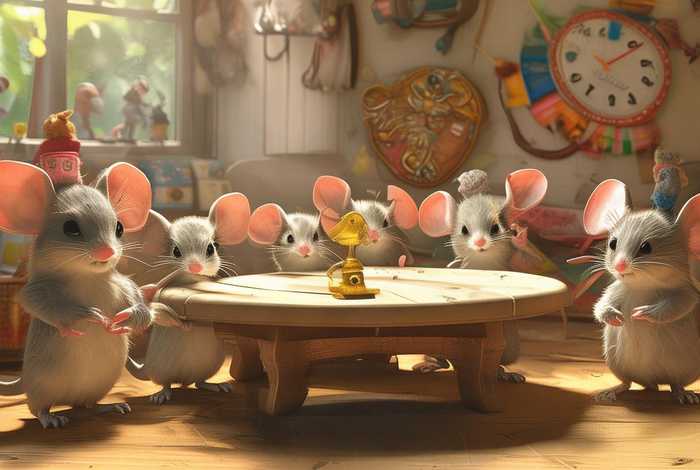 儿童故事老鼠开会图片完整 幼儿故事老鼠开会故事图片