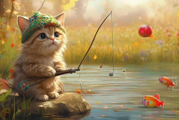 儿童故事小猫钓鱼的故事视频 - 讲故事小猫钓鱼故事视频