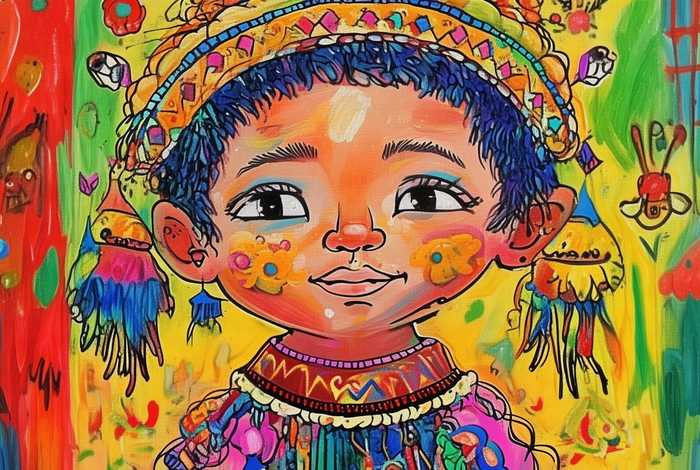 儿童民族绘画；儿童民族画手绘可爱