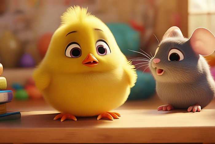 儿童故事小鸡和灰老鼠 - 小鸡和老鼠的故事