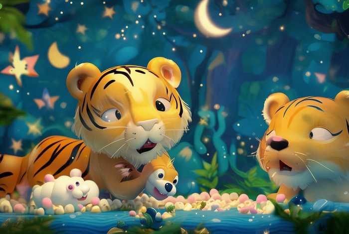 儿童睡前故事老虎吃小猫、老虎吃猪的故事睡前故事