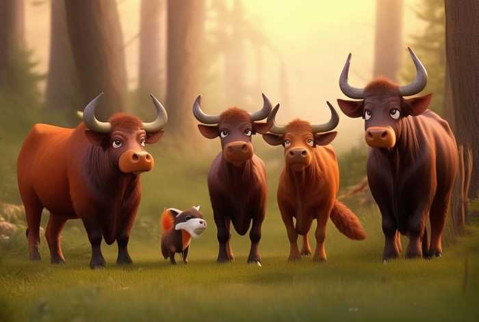 儿童故事三只公牛和狐狸，三只公牛和老虎的故事