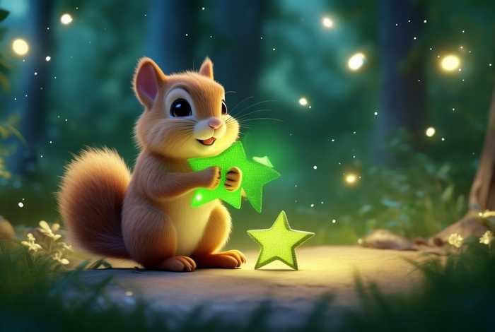 儿童睡前故事《善良的小松鼠》（善良的小松鼠和两颗绿星星故事）