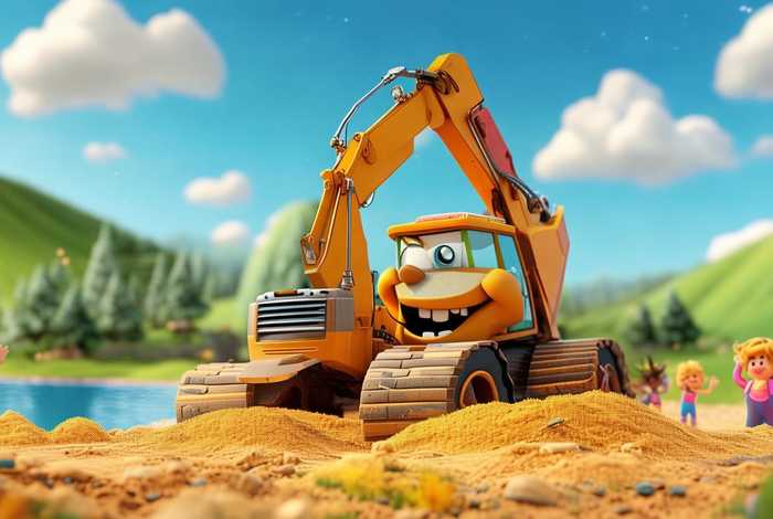 儿童故事动画片挖掘机视频；幼儿挖掘机动画视频小故事片