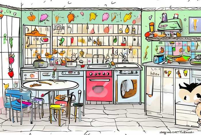 儿童画我家的厨房线稿 儿童画我家的厨房线稿怎么画