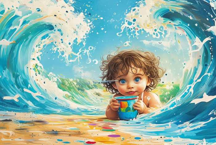 儿童故事书《浪花》；儿童画浪花
