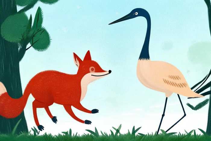儿童故事狐狸与仙鹤 - 狐狸与仙鹤故事绘本