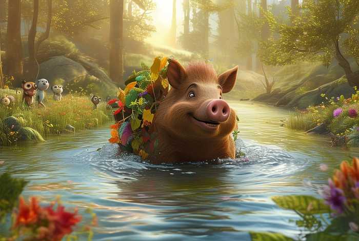 儿童故事野猪过河、野猪过河的故事