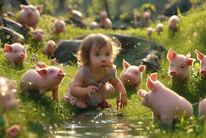 儿童故事的图片带有猪、儿童故事的图片