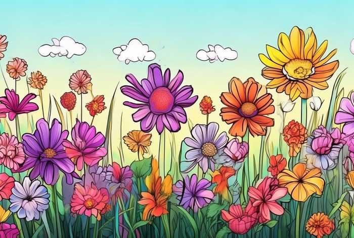 儿童花朵涂色 - 儿童花朵涂色画图片