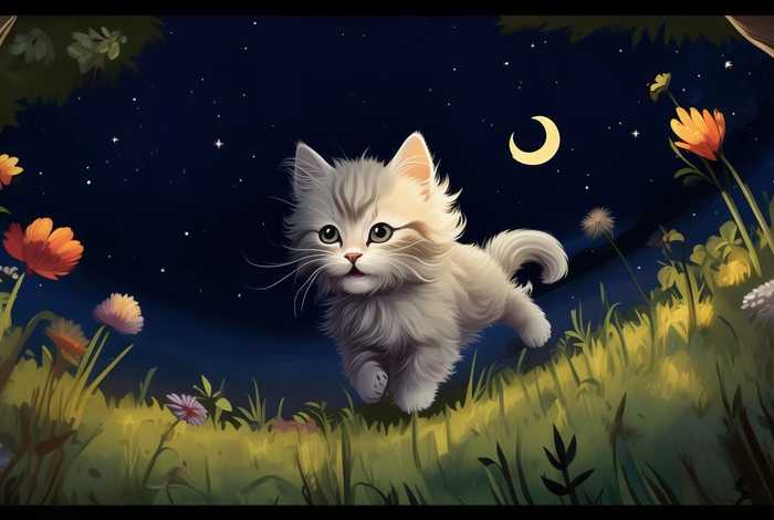 儿童睡前小故事小猫喜欢月亮 - 小猫咪追月亮故事