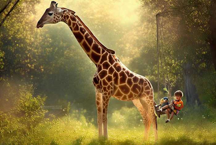 儿童睡前故事长颈鹿荡秋千（在长颈鹿脖子上荡秋千故事）