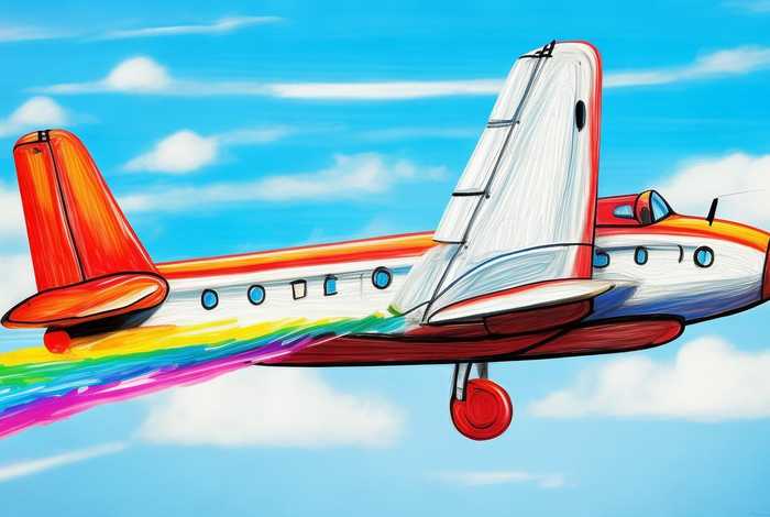 儿童简笔画飞机，儿童简笔画飞机彩色