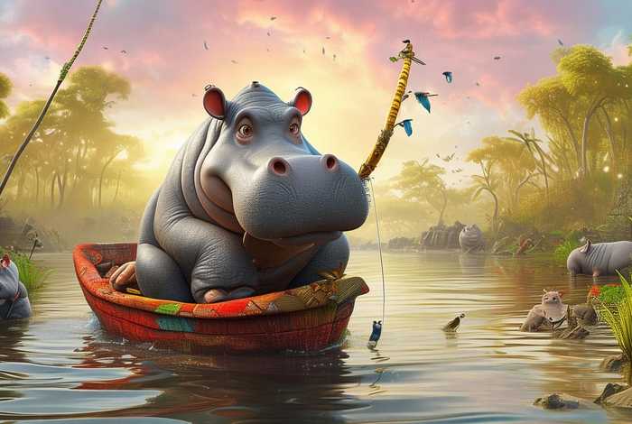 儿童故事河马先生；河马先生钓鱼故事