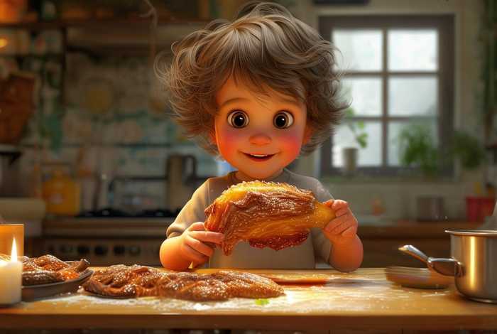 儿童看着排骨开心的故事 吃排骨的故事