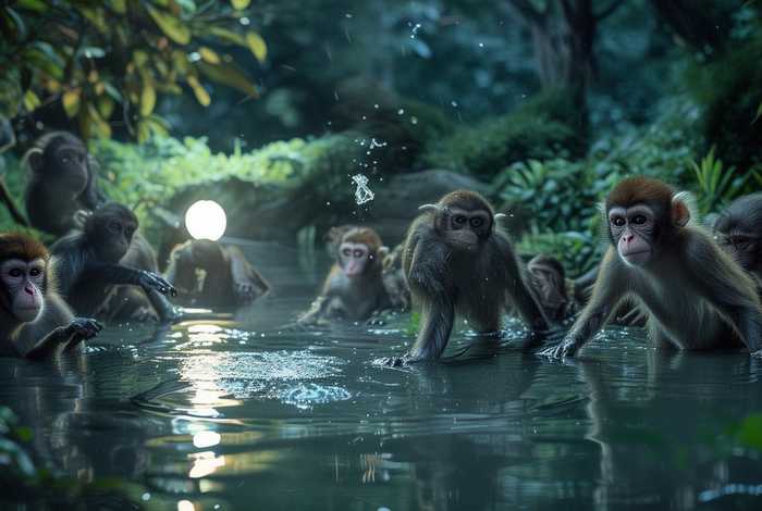 《猴子捞月》原版故事、猴子捞月这个故事