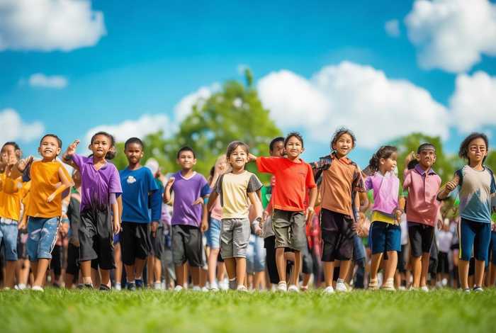 儿童列阵表演 儿童队列训练进行曲