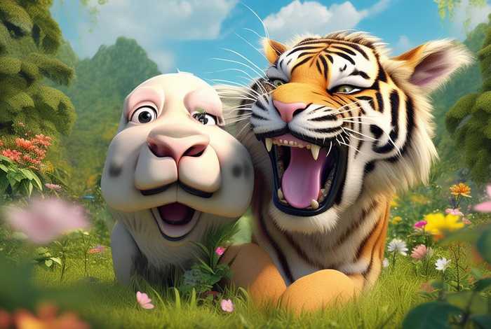 儿童老虎吃牛的故事 - 老虎把牛吃掉的故事