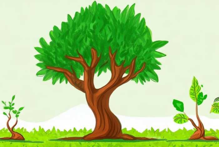 儿童画小树图片、儿童画小树苗图片